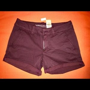 Burgundy American eagle stretchy denim shorts